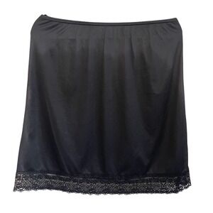 J.C. Penney med black Nylon Half Slip Skirt A-Line Lace Lingerie 20"